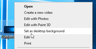 Right click set windows 10 default background as desktop background