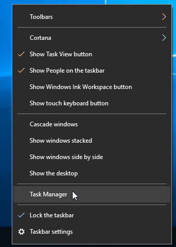 Task Manager in Right Click Menu
