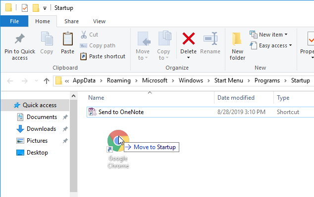 Windows 10 Add Program Shortcut to Startup Folder