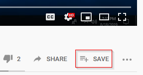 YouTube video save button
