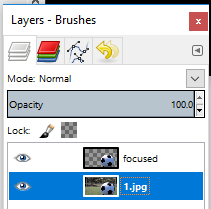 GIMP Layers windows background layer selected