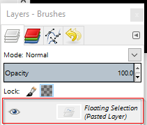 GIMP Layers windows floating selection