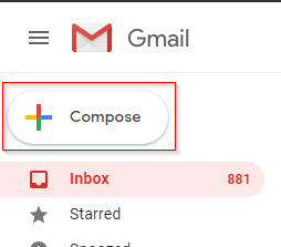 Gmail compose button highlighted