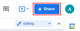 Google Docs Share Button