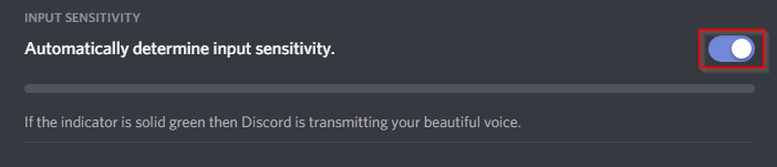 Disable automatic voice sensitivity Discord mic not working