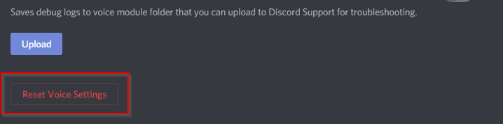 Discord Reset Voice Settings button