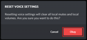 Discord Reset Voice Settings warning message