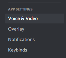 Discord Voice & Video setting hovered