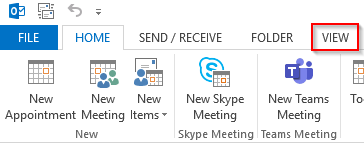Outlook 2013 Calendar View tab