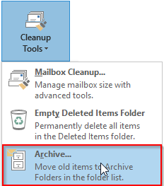 Outlook 2013 Cleanup Tools Archive