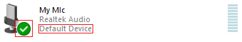 Windows Sound setting default device highlighted