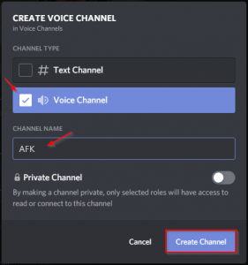 Discord Create AFK Channel