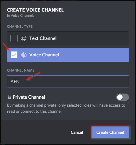 Discord Create AFK Channel