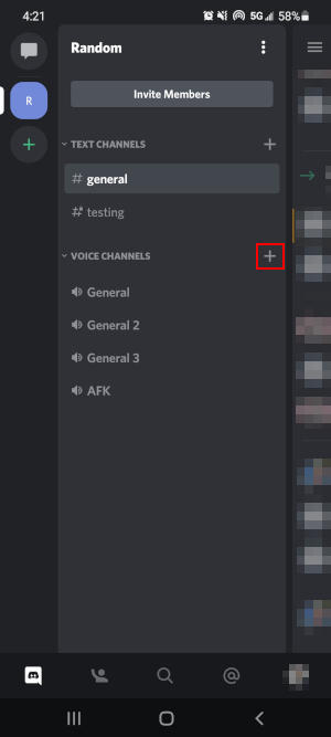 Discord Mobile App Create Channel Button Next to Voice Channels