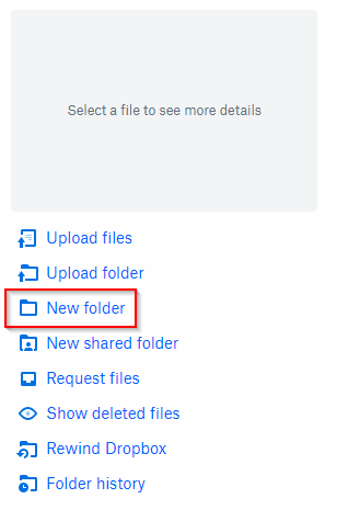 Dropbox Create New Folder