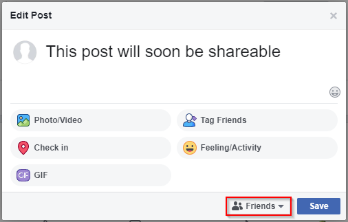 Facebook Post Edit Post Audience Button