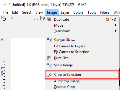 GIMP Crop to Selection