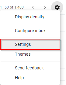Gmail Gear Icon Settings