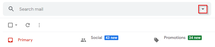 Gmail Search Mail Drop-down Arrow