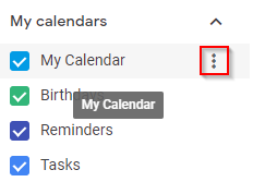 Google Calendar 3 Dots Options
