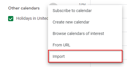 Google Calendar Import Other Calendar