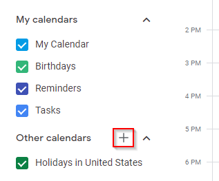 Google Calendar Other Calendars Add Button