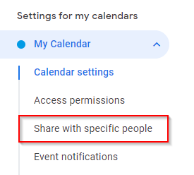 Google Calendar Share With Specific People