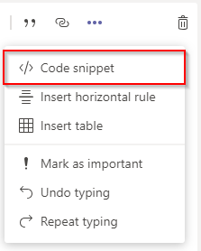 Microsoft Teams Insert Code Snippet