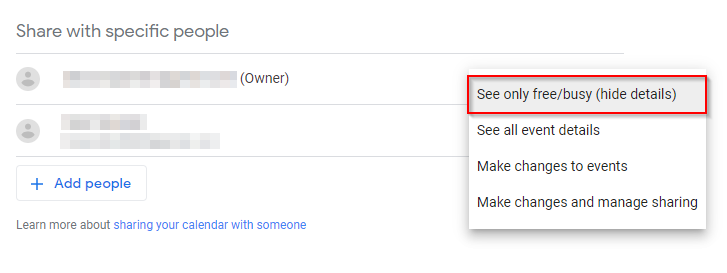 Shared Calendar Hide Details Permission