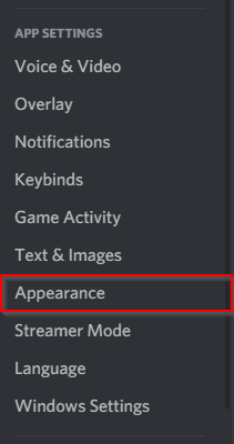 Discord Appearance Setting