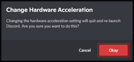 Discord Change Hardware Acceleration Re-launch Application Notice
