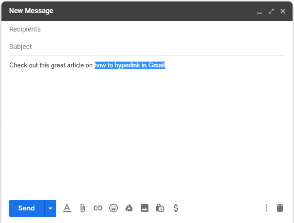 Gmail Email Text Highlighted