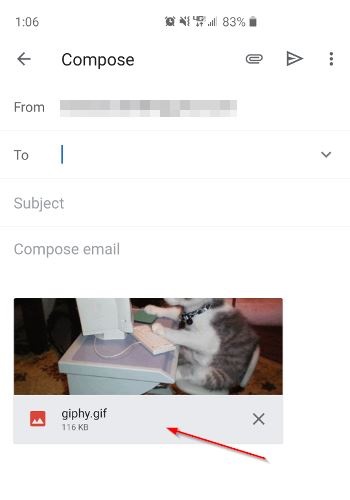 Gmail GIF Embedded in Email