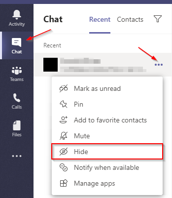 Microsoft Teams Hide Chat
