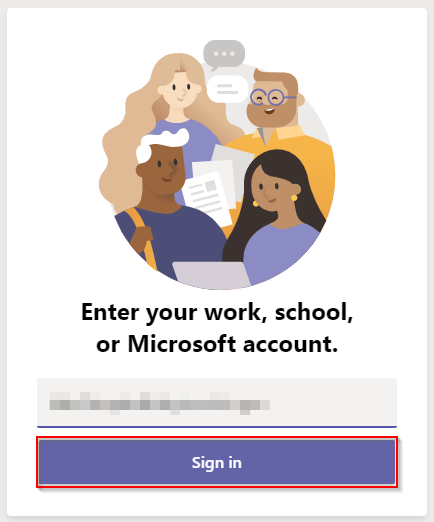 Microsoft Teams Sign in Button