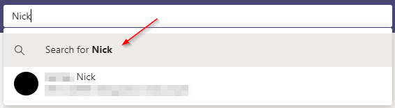 Search for Name in Microsoft Teams