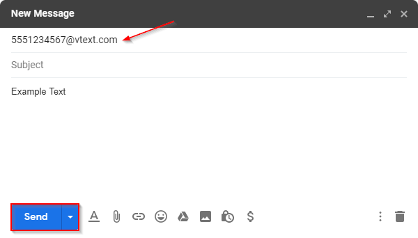 Send Text From Gmail Example