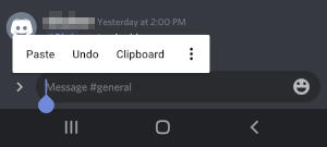 Discord Mobile App Paste in Long-press Menu in Channel Chat