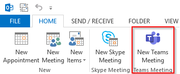 New Teams Meeting Button in Outlook