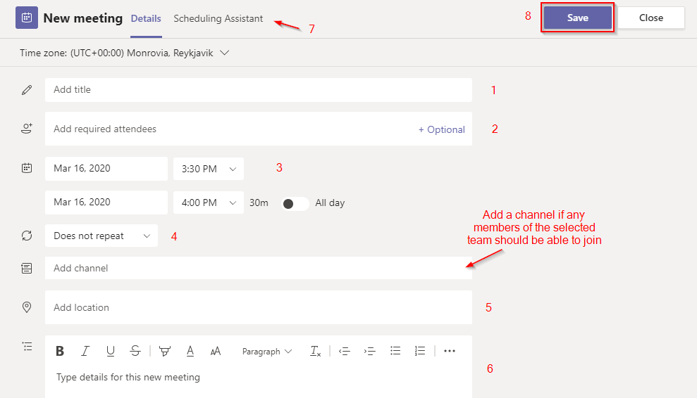 Steps to Create a New Meeting in Microsoft Teams