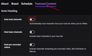 Twitch Auto Host Channels Toggle in Channel Settings