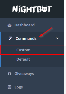 Nightbot Custom Commands in Menu