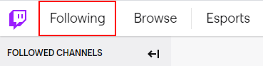Twitch Following Link in Main Navigation