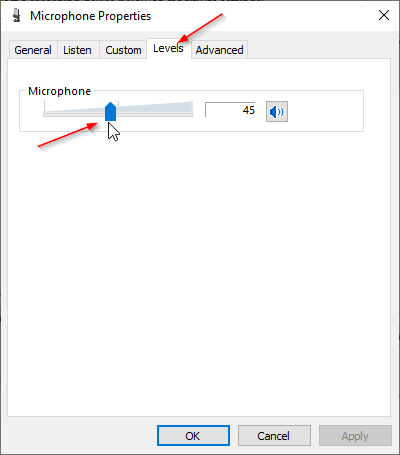 Windows 10 Microphone Level