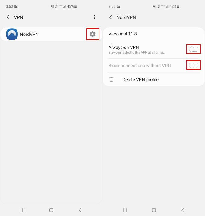 NordVPN Android VPN Profile Enable Kill Switch