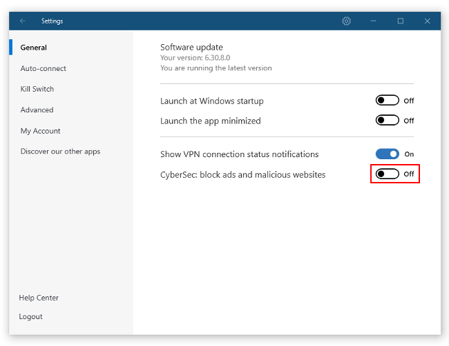 NordVPN Enable CyberSec to Block Ads Windows 10