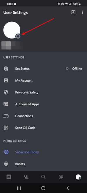 Discord Mobile App Invisible Status Icon at Bottom Right of Profile Picture