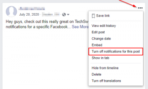 Facebook Disable Post Notifications on Desktop