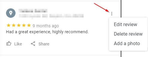 Google Maps Edit or Delete Review