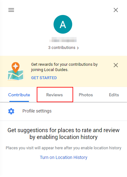 Google Maps Web Review Tab in Contributions Menu